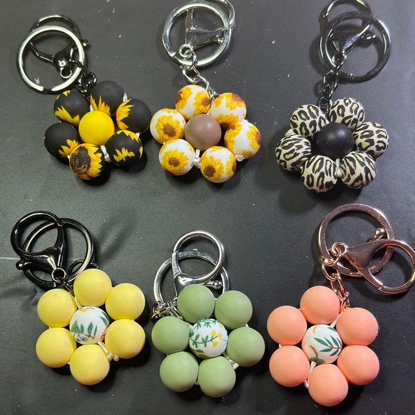 Flower bead key chain