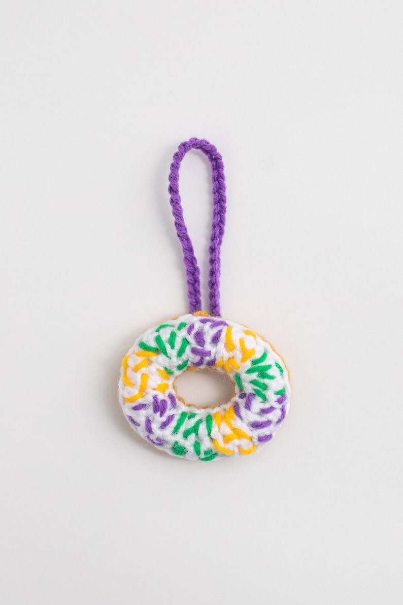 King Cake Ornament Crochet King Cake Mardi Gras NOLA New Orleans Christmas Crochet Ornament Homemade Christmas Crochet New Orleans