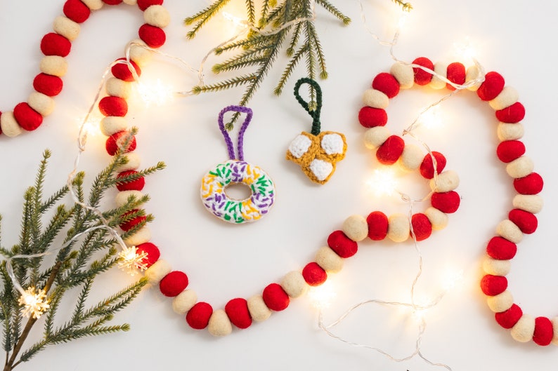 King Cake Ornament Crochet King Cake Mardi Gras NOLA New Orleans Christmas Crochet Ornament Homemade Christmas Crochet New Orleans