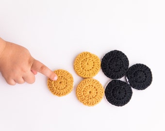 Galletas de ganchillo para jugar, comida de imitación, 2 pulgadas de diámetro, juego de 6