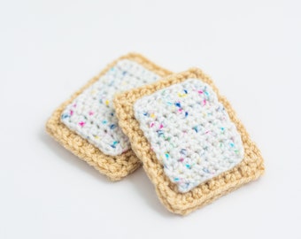 Crochet Pop Tarts, Crochet Play Food, Crochet Play Dessert, Play Food, Pretend Food, Homemade Gifts, Play Kitchen