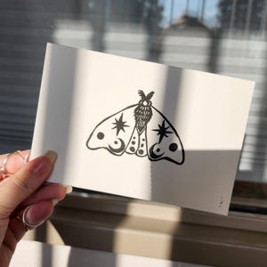 Galactic Moth Lino Print