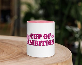 Taza de café de inspiración occidental con color en el interior, taza de ambición