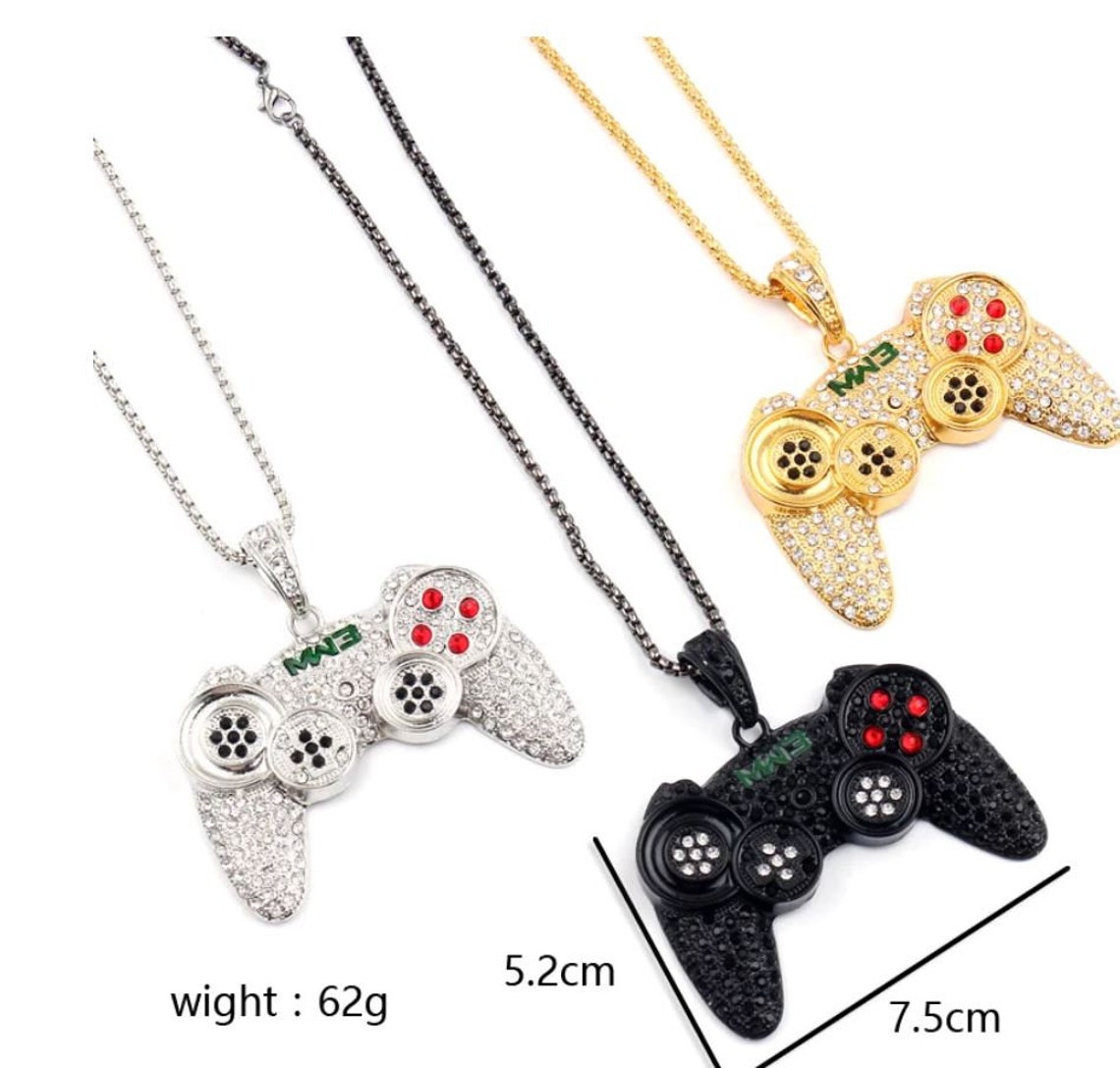 Rhinestone Gamer Controller Necklaces Hip Hop Pendant Etsy