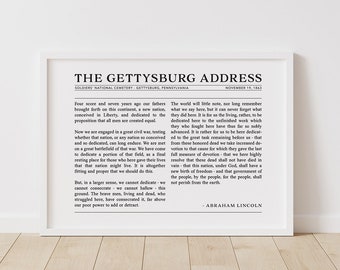 Gettysburg Address Poster: Abraham Lincoln Quote, Vintage Look History Classroom Decor, American History Wall Art (Digital Download)