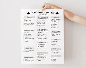 Canada National Parks Checklist Printable, 48 National Parks in Canada, National Parks listed by Province/Territories, Digital Download
