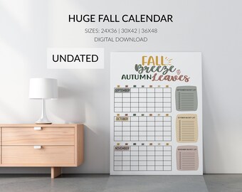 May include: A printable fall calendar with a title that reads "Fall Breeze & Autumn Leaves". The calendar includes sections for September, October, and November, with space for writing in dates and events. There are also sections for "Bucket Lists" for each month.