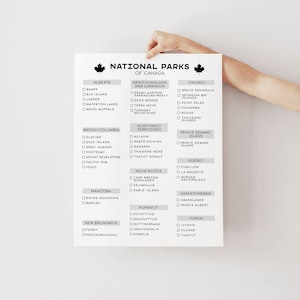 Canada National Parks Checklist Printable, 48 National Parks in Canada, National Parks listed by Province/Territories, Digital Download