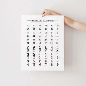 Braille Alphabet Poster, Braille Numbers Chart, Printable Educational Wall Art, Braille ABC Poster, Braille Translator Sign, Office Decor