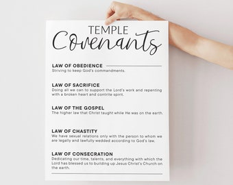LDS Temple Covenants Printable: LDS Wall Art, Temple Laws Poster, Latter Day Saint Religious Decor (Digital Download)