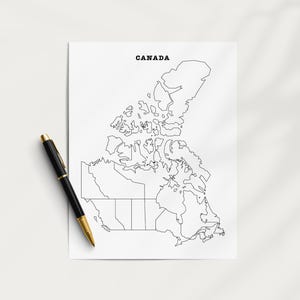 Blank Canada Map Printable: Unlabeled Canada Outline, Provinces Quiz, Coloring Page, Practice Sheet, Teaching Tool (Digital Download)