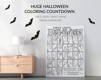 Halloween Countdown zum Ausmalen: Riesengroße Halloween Malseite zum Ausdrucken, Halloween Malvorlage zum Ausdrucken (digitaler Download)
