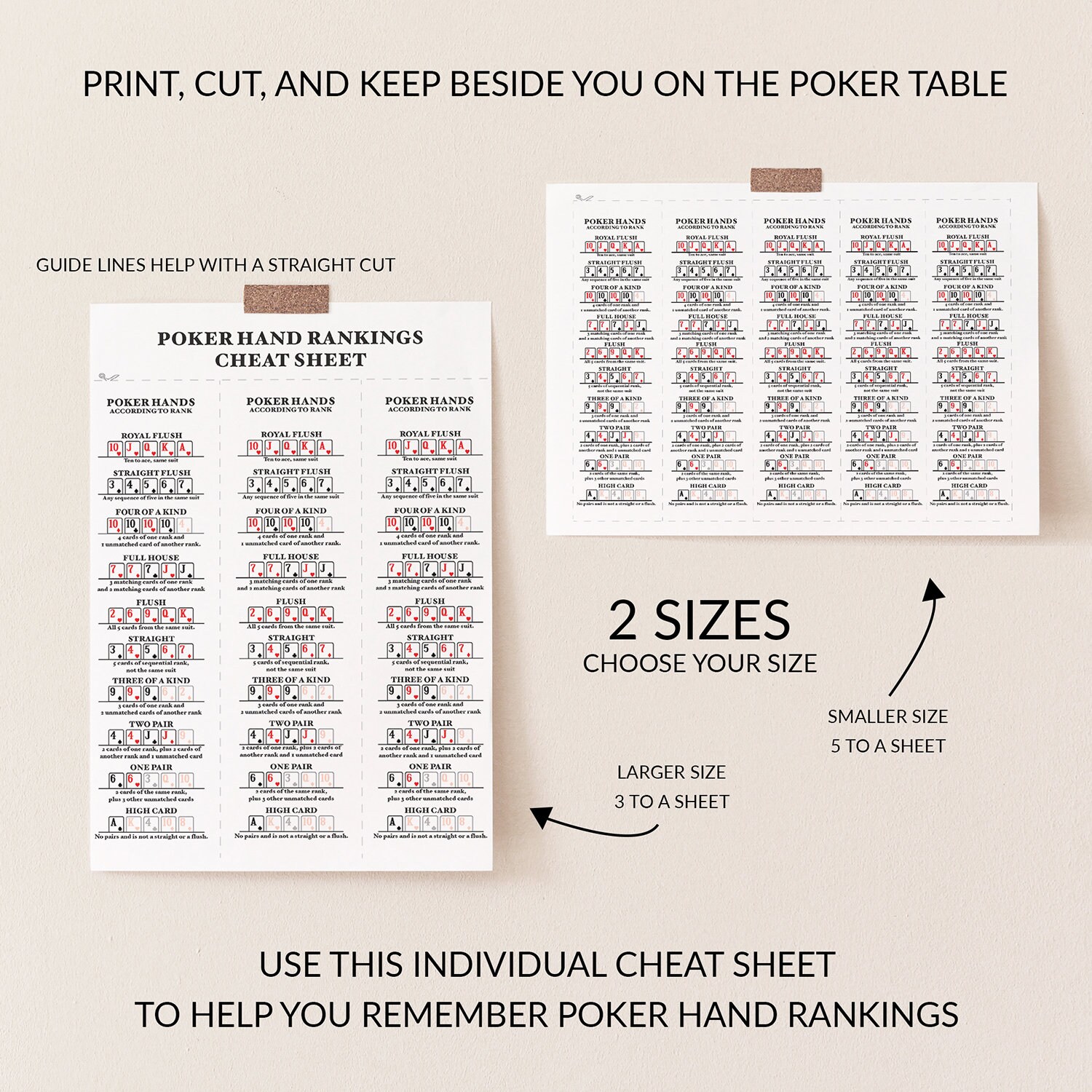 Ranking Sheet.pdf Printable Poker Hand Rankings Cheat Sheet: Poker Rules Chart for ...