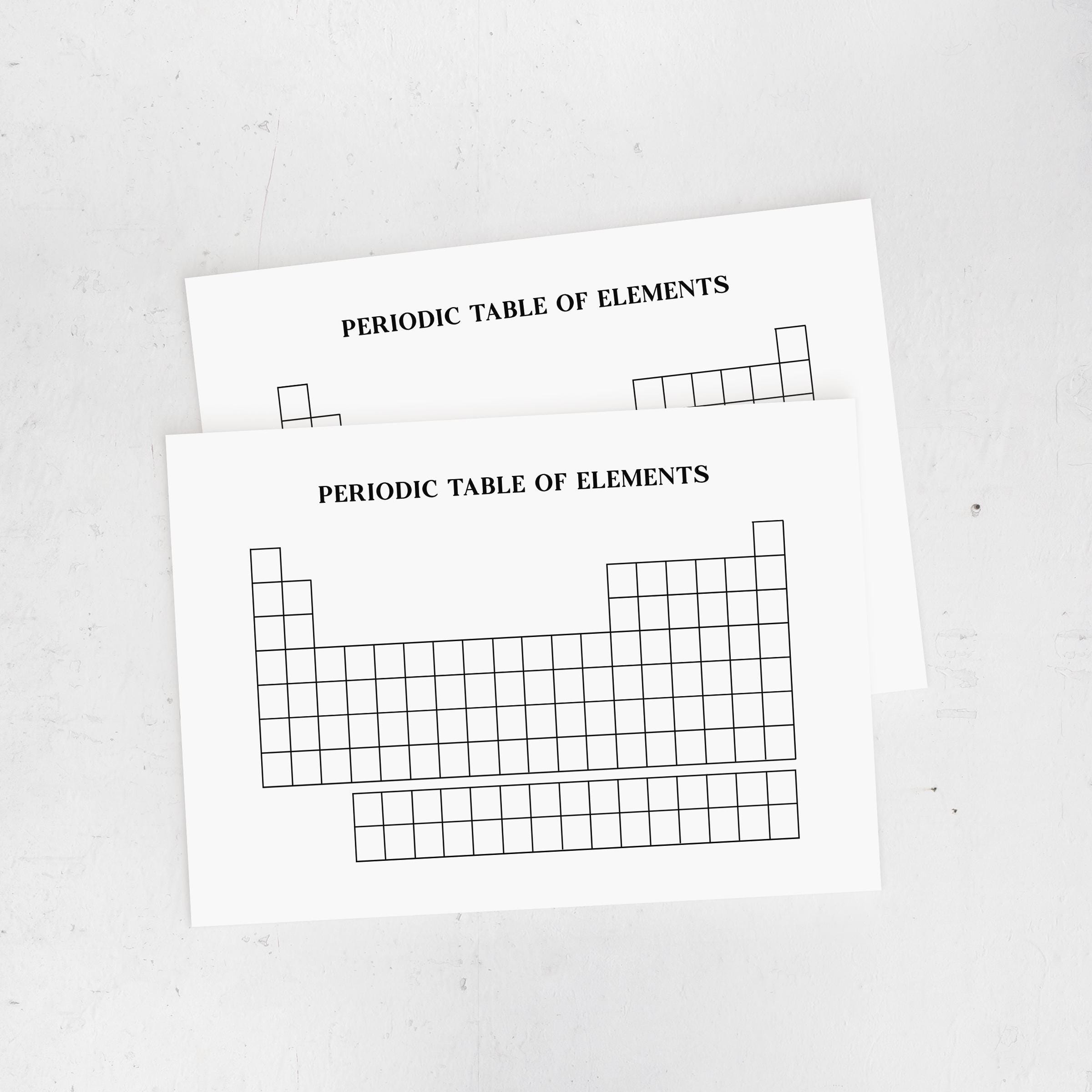 Printable Blank Periodic Table Chart: Chemistry Practice Fill-in