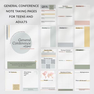 LDS General Conference Notebook: Printable Note Taking Packet and Conference Journal, General Conference Printable (PDF, Digital Download)