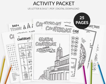 LDS General Conference Activity Packet: Primary Kids Coloring Pages & Activities, General Conference Printable (PDF, Digital Download)
