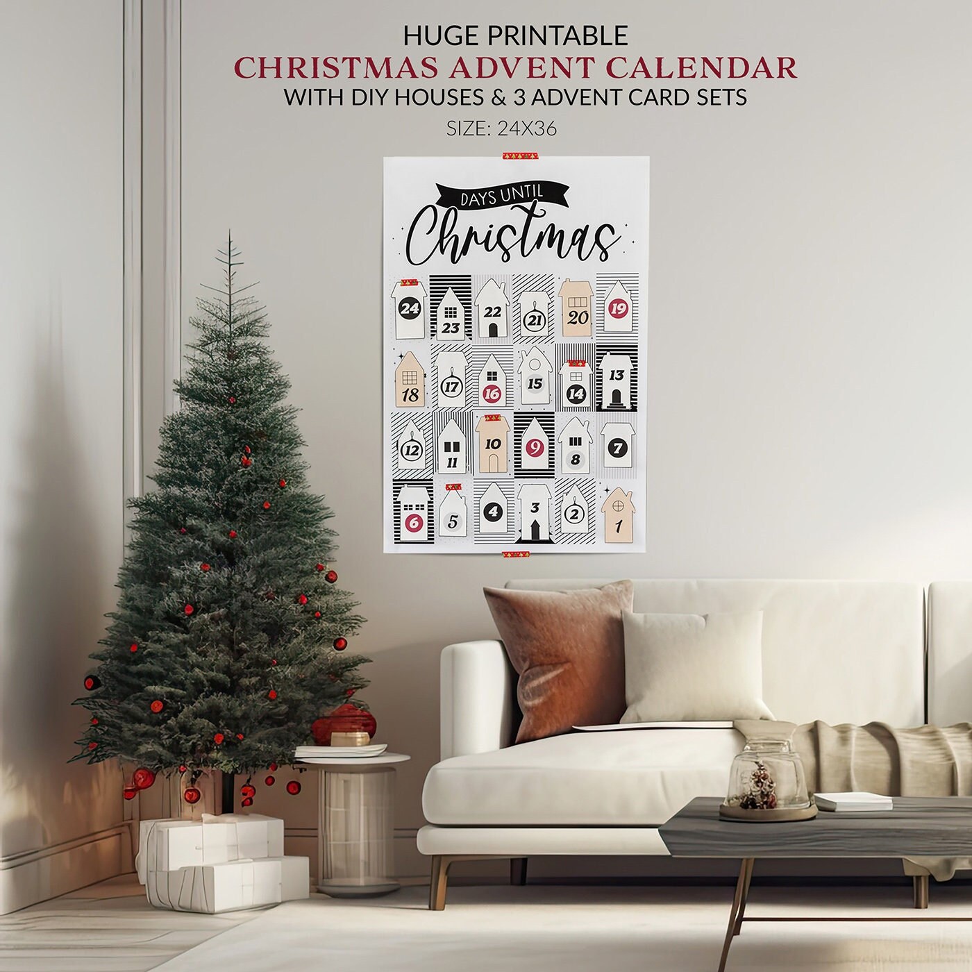 Printable DIY Advent Calendar Poster Set: Christmas Countdown With ...