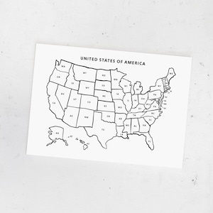 Mappa USA stampabile, Stati USA con abbreviazioni, Pagina da colorare mappa degli Stati Uniti, Luoghi in cui sono stato, Tracker mappa vendite, Dimensioni Lettera USA e A4