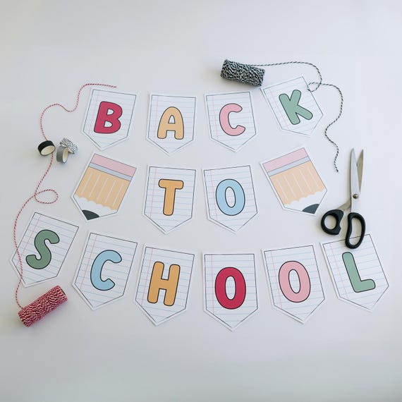Printable Back to School Banner: Classroom Welcome Garland for the First Day, School Bunting, Teacher Decor (PDF & JPG, Digital Download)