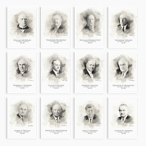 U.S. Presidents Poster Set of 46, Printable Presidential Portraits ...