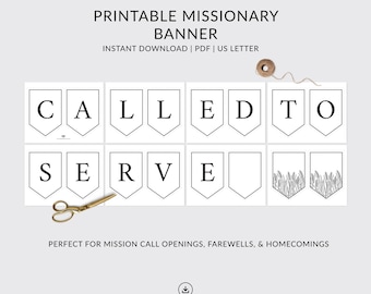 Called to Servier Banner: LDS Called to Serve Wimpelkette, Mission Call Abschiedsparty und Dekoration für Zuhause (PDF, digitaler Download)