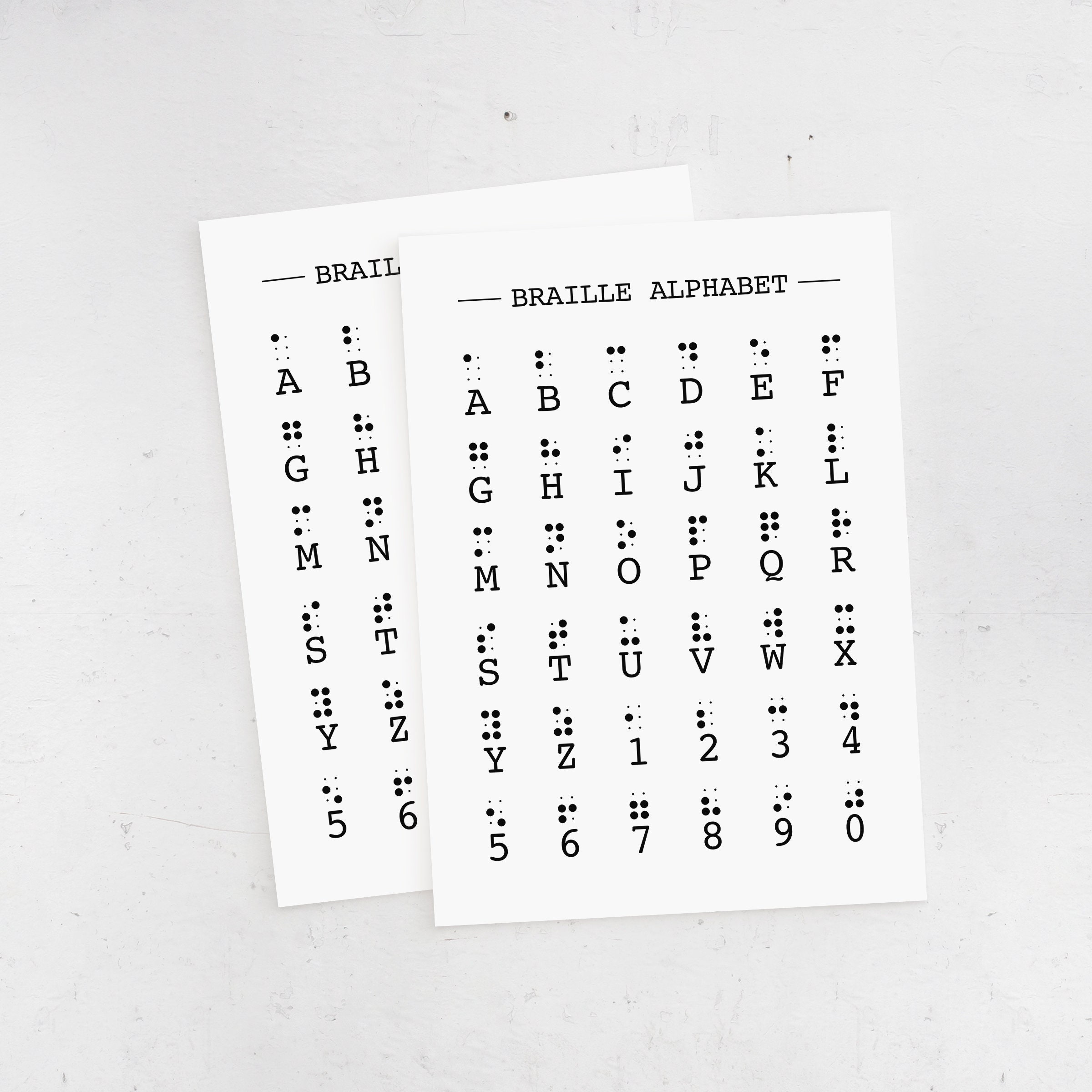 Braille Alphabet Chart Printable Braille Numbers Minimal Etsy UK