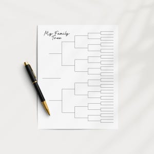 Printable Blank Family Tree Chart: 6 Generation Genealogy Template, Fillable Family History Worksheet (Digital Download)