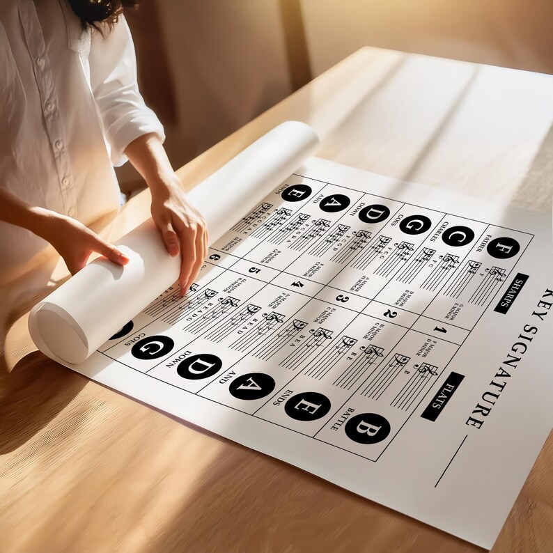Key Signature Shape Key Signature Chart Printable: Music Theory Poster With Sharps, Flats ...