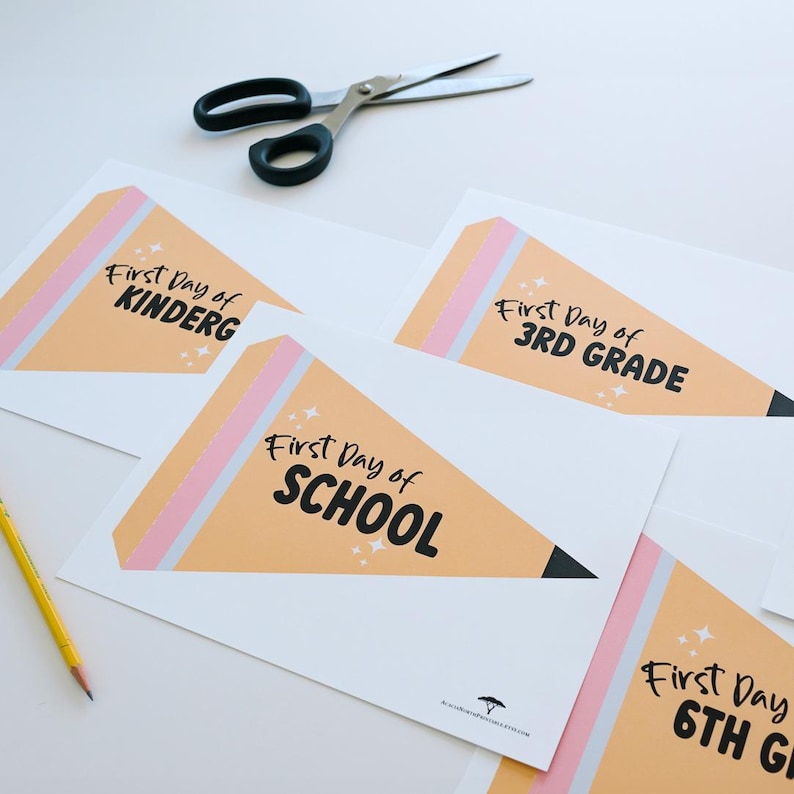 First Day of School Pencil Pennant Flags: Printable Preschool to 12th ...