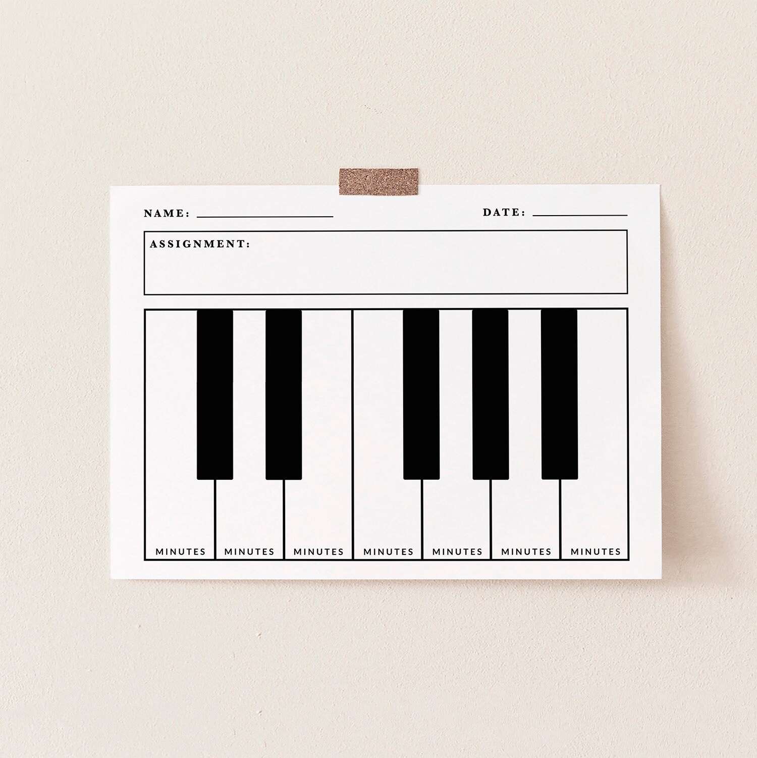 Weekly Piano Practice Chart Printable: Student Assignment Log ...