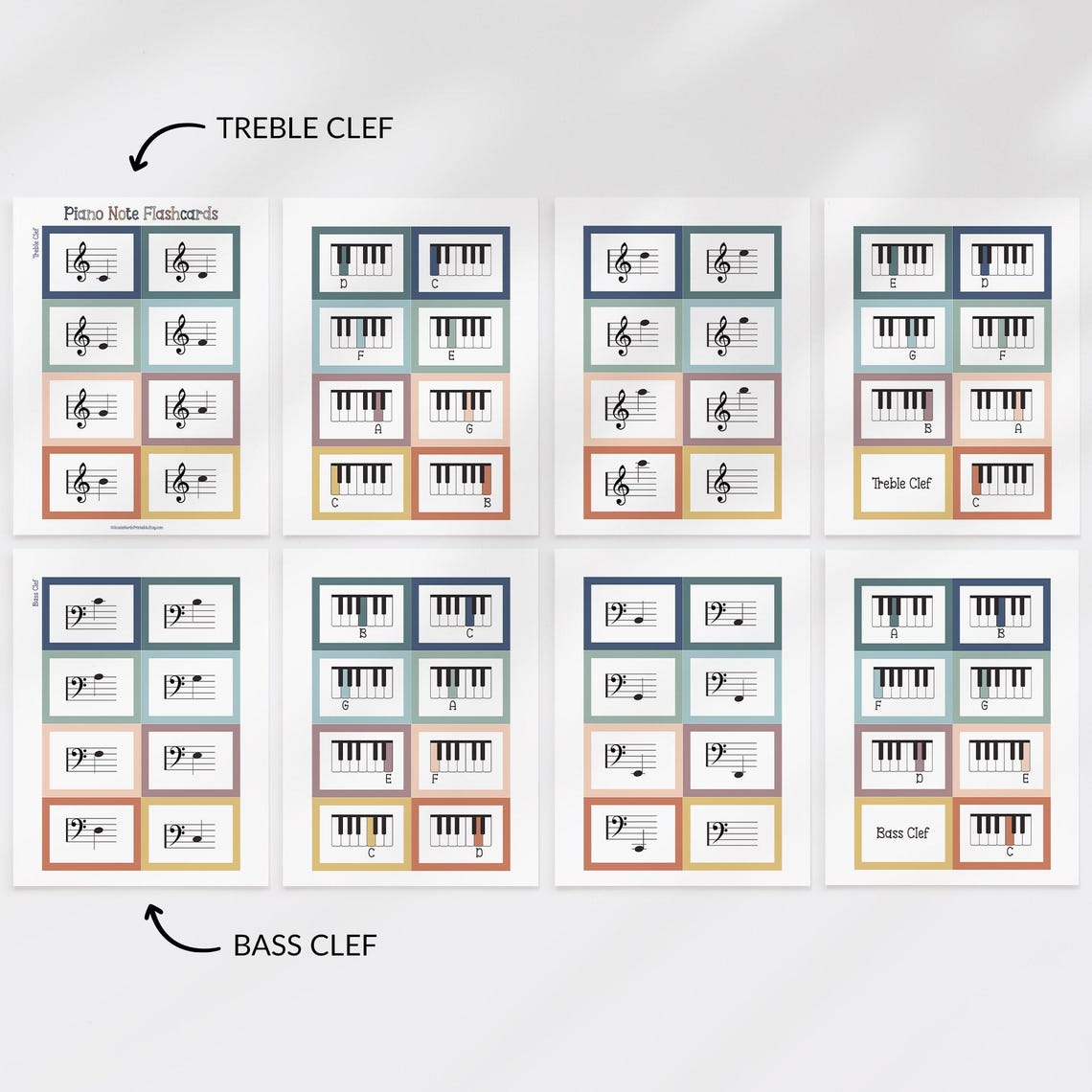 Piano Note Flashcards for Beginners: Color Coded Music Theory Cards ...