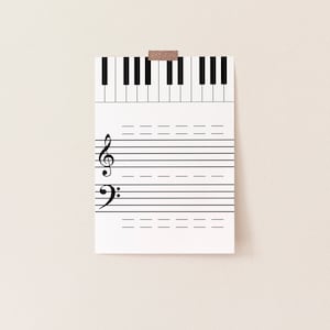 Music Staff and Piano Keyboard Printable, Piano Note Practice, Piano Teacher Resource, Grand Staff & Piano Keys Practice Sheet, PDF and JPG