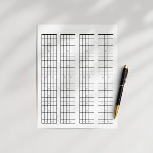 Blank Guitar Fretboard Chart: Guitar Practice Printable, Fretboard Practice Sheet US Letter & A4 (PDF Download)
