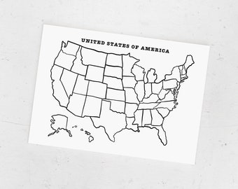 Blank USA State Map, Places I&#39;ve Been Map, Blank US Map Quiz, Sales Map Tracker, Homeschool Geography Printable, USA Coloring Page, Us Map