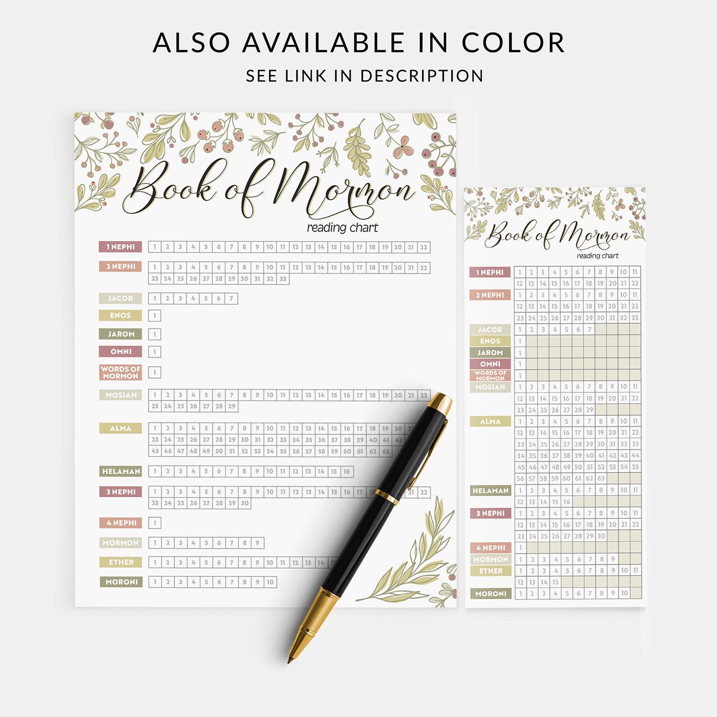 Book of Mormon Reading Tracker: LDS Scripture Study Reading Chart and ...