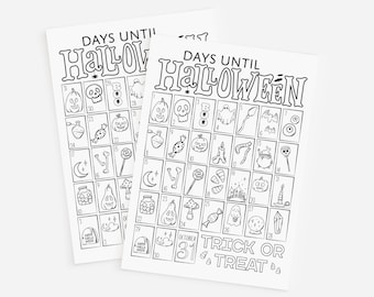 Printable Halloween Coloring Countdown: Halloween Doodle Advent Calendar for Kids, Printable Halloween Activity (Digital Download)