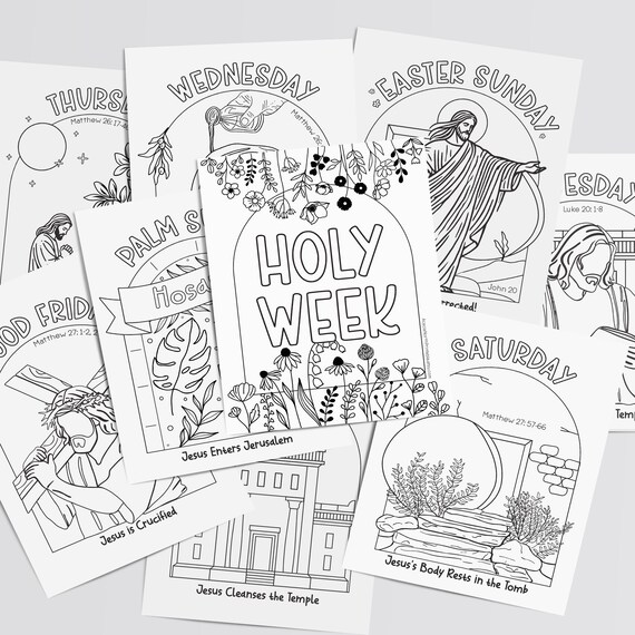 Holy Week Countdown Coloring Pages: Easter Scripture Activity (PDF)