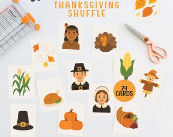 Thanksgiving Shuffle Party Game: Variation of Musical Chairs, Printable Party Game for Kids, Family Holiday Activity (PDF, Digital Download)
