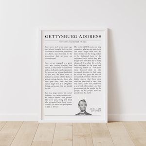 The Gettysburg Address, Abraham Lincoln Quote, American History Poster, Civil War, Homeschool Printable, Classroom Decor, Digital Download