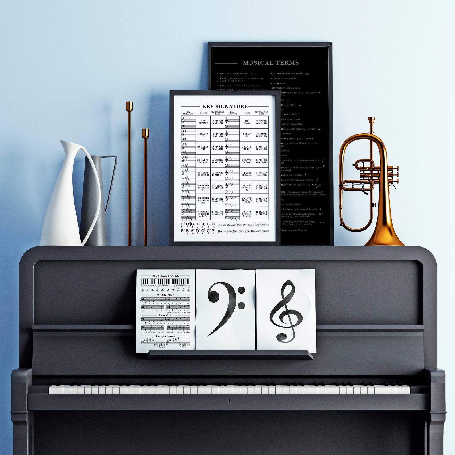 Key Signature Chart Printable Music Theory Cheat Sheet - Etsy