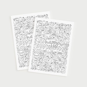 Printable Thanksgiving Coloring Page, Kids Thanksgiving Coloring Activity, Fall Doodles Coloring Sheet, US Letter and A4, Digital Download