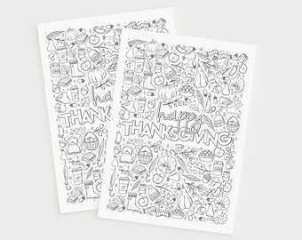 Thanksgiving Färbung Seite, Herbst Doodles Malvorlage, Herbst Doodles Malvorlage, US Letter und A4, digitaler Download