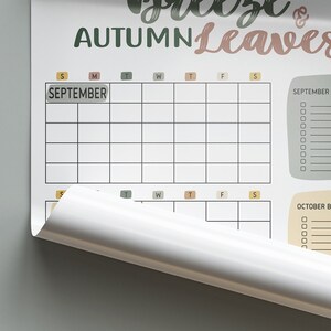 Large Undated Fall Calendar, Giant Fall Planner Poster, Bucket List ...