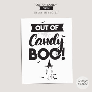 Printable Out of Candy Sign Halloween No Candy Door Sign - Etsy