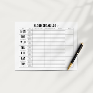 Druckbares wöchentliches Blutzucker-Tracker, Ernährungsjournal, Schwangerschaftsdiabetes, Schwangerschaftsdiabetes (digitaler Download)