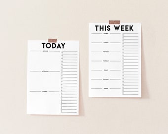 Daily Planner, Weekly Planner, Planner Set of 2 , To Do List, Daily Schedule Printable, Weekly Schedule Digital Download, PDF and JPG