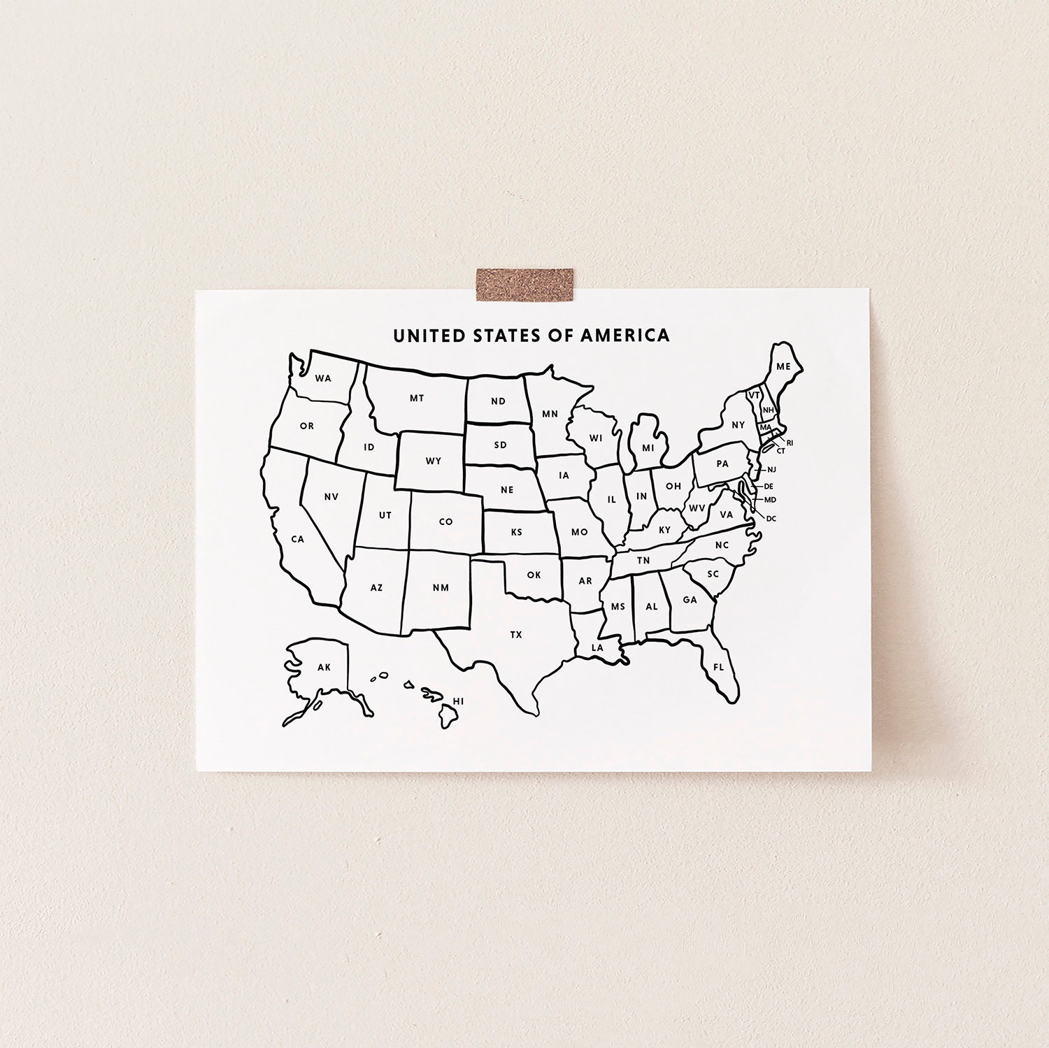 Printable US Map With State Abbreviations: Labeled United States ...