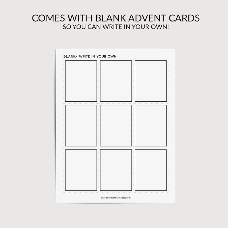 Printable Kids Christmas Activity Advent Cards, Christmas Bucket List Advent Cards, Christmas Countdown, US Letter, PDF, Digital Download image 7
