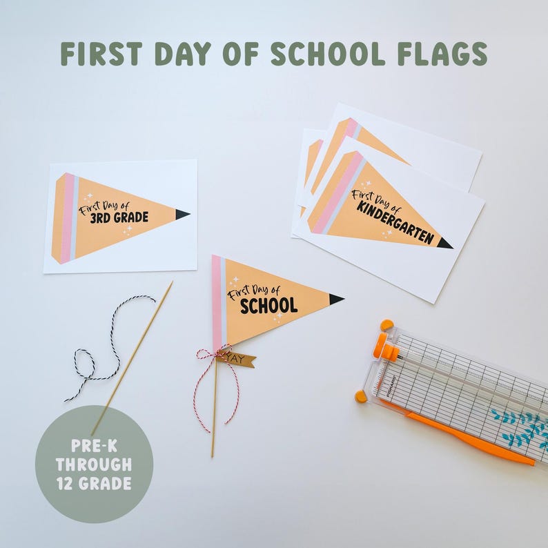 Back to School Printable Bundle: Banner, First Day of School Flags ...