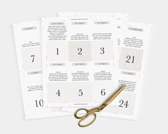 Printable Scripture Advent Cards: Christmas Nativity Story Bible Verses, 25 Days of Christmas Scriptures Countdown (PDF, Digital Download)